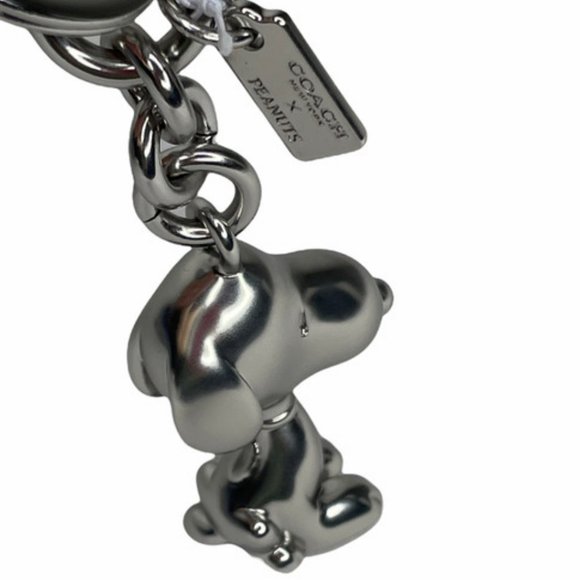 NEW Coach Snoopy Bag Charm Keychain Key Fob SILVER Rare Peanuts x Coach - Picture 4 of 4